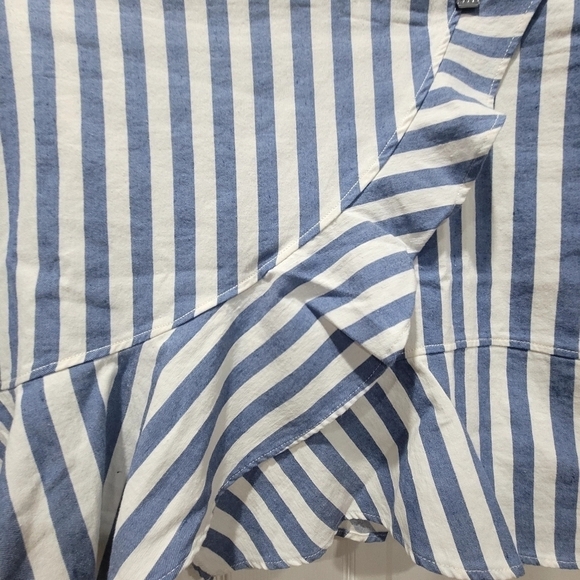 XXL Blue White Ruffle Stripes Mini Skirt Cottagecore Summer - Picture 2 of 7